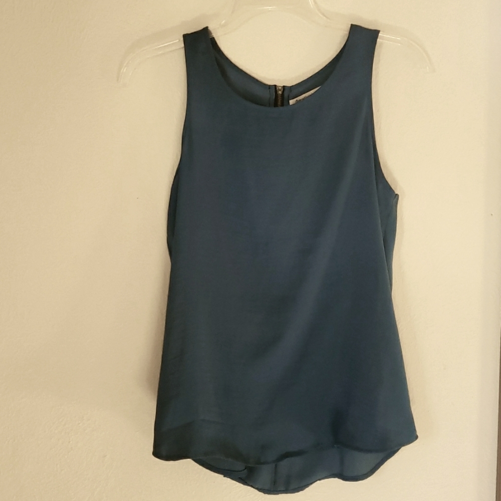 Azure blue tank top with zipper detail in back
